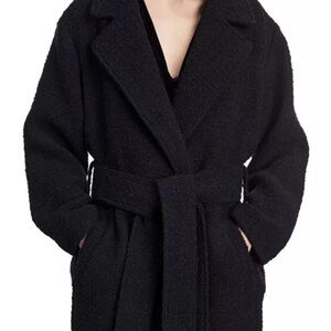 The Kooples French Luxury NWT Wool Black Belted Wrap Coat Size 42 $735 retail